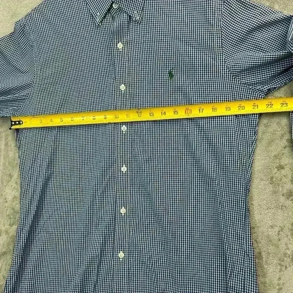 Polo Ralph Lauren Shirt Mens Medium Blue Plaid Check Long Sleeve Stretch Nylon - Picture 3 of 12